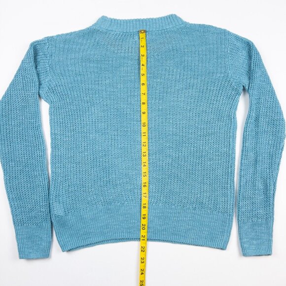 Faherty Miramar Linen Sweater Women's Small Aqua Blue Crew Neck Long Sleeve - Picture 10 of 13